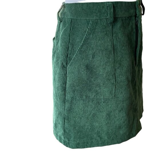 Retro Cider Green Aline Corduroy Mini Skirt W/ Pockets Size M - Picture 2 of 4
